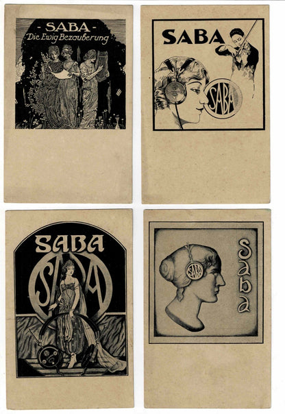 SABA Headphones Art Deco Advertisement Antique 14 Pcs Rare Japanese Postcard Lot