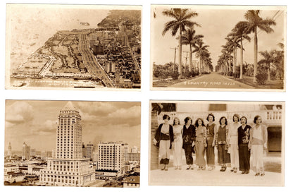 4pc Rare 1930s Miami Florida Bayfront Park Panorama Country Road Baltimore Hotel