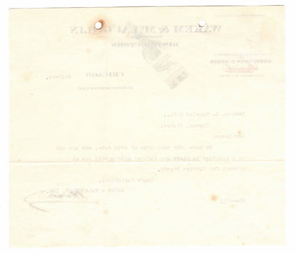 1909 Chicago Letterhead Billhead Wakem McLaughlin Distributors Canadian Whiskey