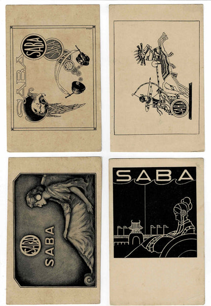SABA Headphones Art Deco Advertisement Antique 14 Pcs Rare Japanese Postcard Lot